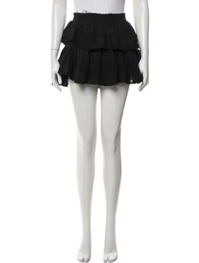 Pre-owned Loveshackfancy Raw-edge Trim Mini Skirt In Black