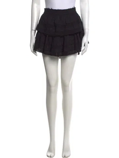 Pre-owned Loveshackfancy Raw-edge Trim Mini Skirt In Black