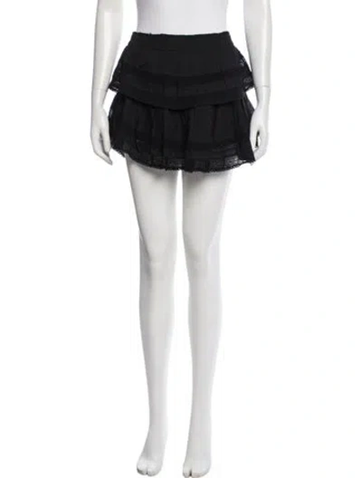 Pre-owned Loveshackfancy Raw-edge Trim Mini Skirt In Black