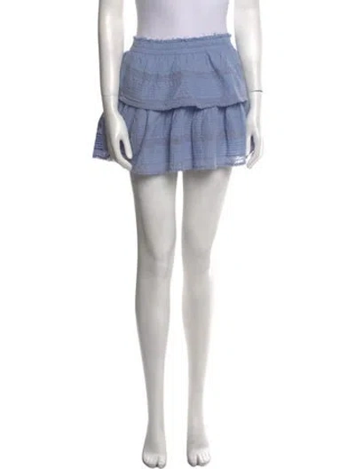 Pre-owned Loveshackfancy Raw-edge Trim Mini Skirt In Blue