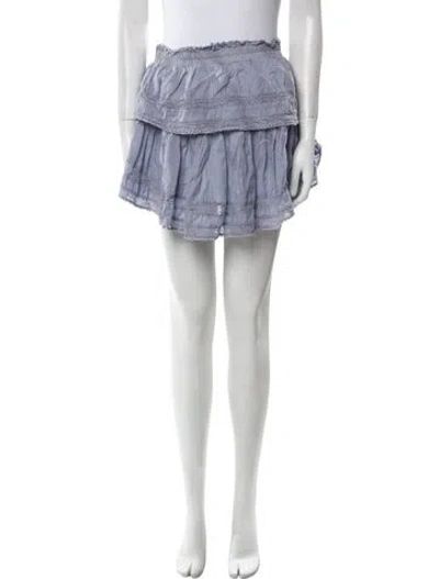 Pre-owned Loveshackfancy Raw-edge Trim Mini Skirt In Blue