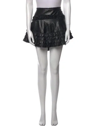 Pre-owned Loveshackfancy Raw-edge Trim Mini Skirt In Blue