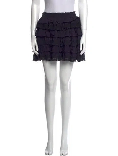 Pre-owned Loveshackfancy Raw-edge Trim Mini Skirt In Blue