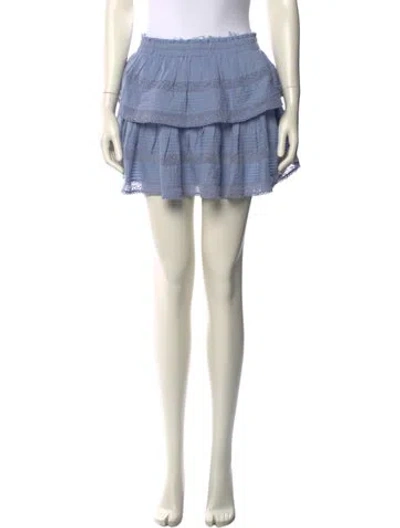 Pre-owned Loveshackfancy Raw-edge Trim Mini Skirt In Blue