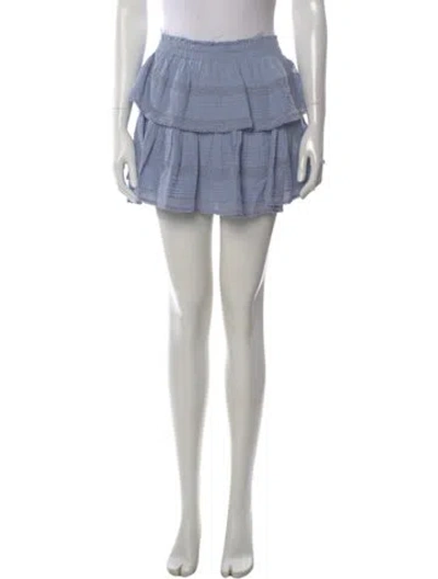 Pre-owned Loveshackfancy Raw-edge Trim Mini Skirt In Blue