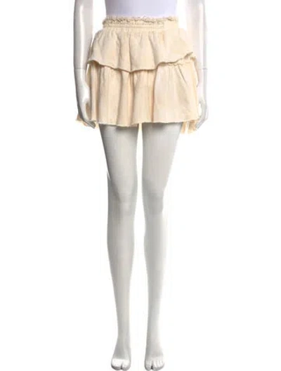 Pre-owned Loveshackfancy Raw-edge Trim Mini Skirt In Neutral