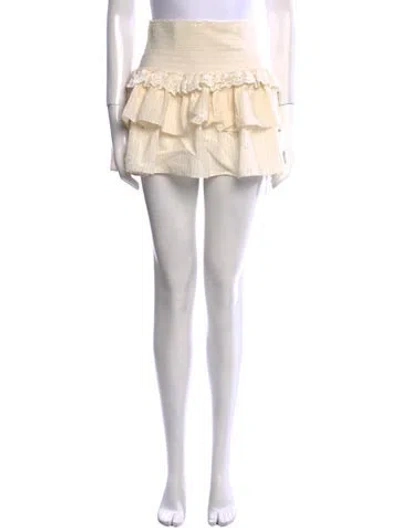 Pre-owned Loveshackfancy Raw-edge Trim Mini Skirt In Neutral