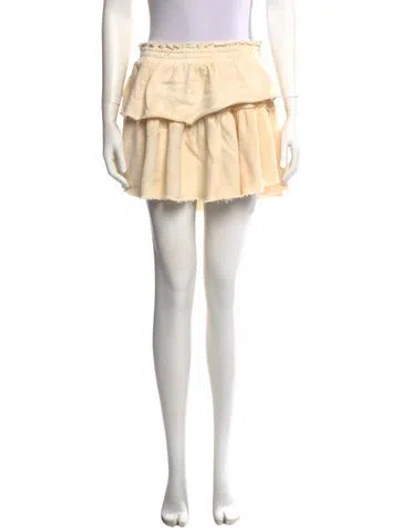 Pre-owned Loveshackfancy Raw-edge Trim Mini Skirt In Neutral