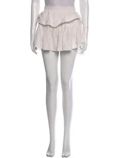 Pre-owned Loveshackfancy Raw-edge Trim Mini Skirt In Neutral