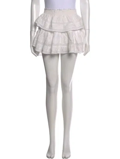 Pre-owned Loveshackfancy Raw-edge Trim Mini Skirt In Neutral