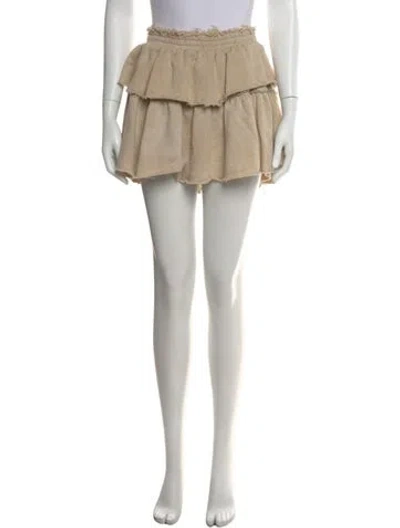 Pre-owned Loveshackfancy Raw-edge Trim Mini Skirt In Neutral
