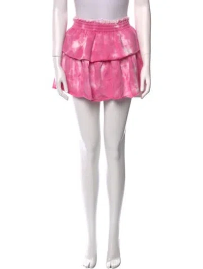 Pre-owned Loveshackfancy Raw-edge Trim Mini Skirt In Pink