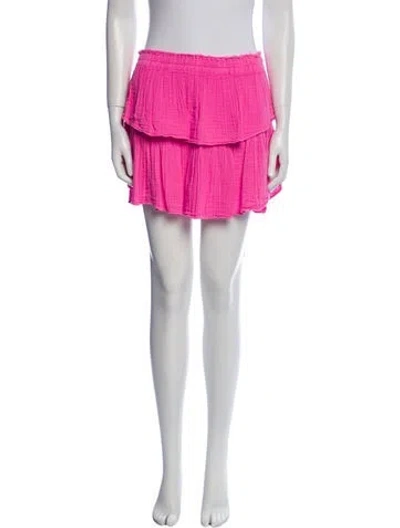 Pre-owned Loveshackfancy Raw-edge Trim Mini Skirt In Pink