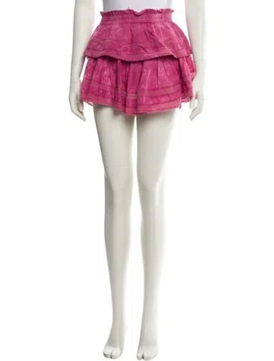 Pre-owned Loveshackfancy Raw-edge Trim Mini Skirt In Pink