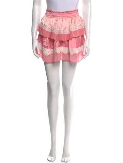 Pre-owned Loveshackfancy Raw-edge Trim Mini Skirt In Pink