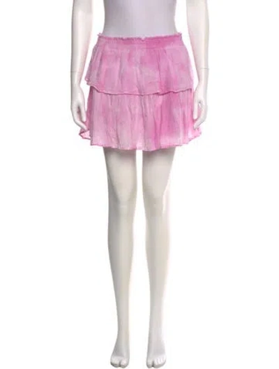 Pre-owned Loveshackfancy Raw-edge Trim Mini Skirt In Pink
