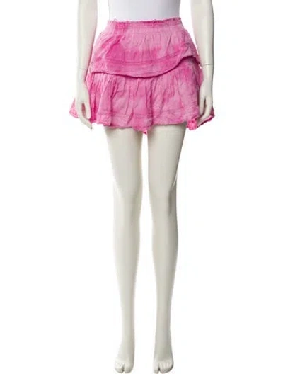 Pre-owned Loveshackfancy Raw-edge Trim Mini Skirt In Pink