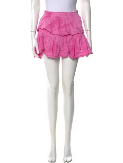 Pre-owned Loveshackfancy Raw-edge Trim Mini Skirt In Pink