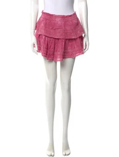 Pre-owned Loveshackfancy Raw-edge Trim Mini Skirt In Pink
