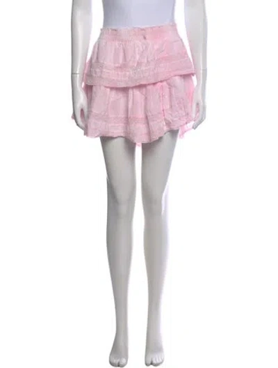 Pre-owned Loveshackfancy Raw-edge Trim Mini Skirt In Pink