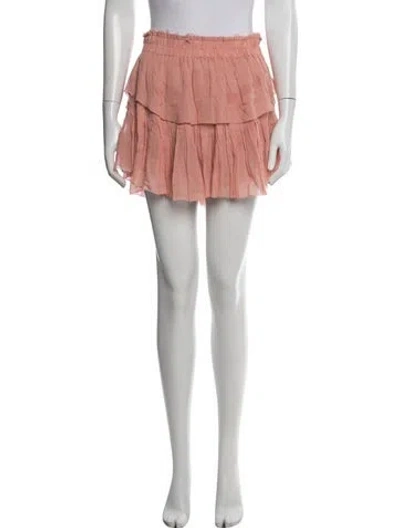 Pre-owned Loveshackfancy Raw-edge Trim Mini Skirt In Pink
