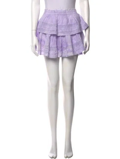 Pre-owned Loveshackfancy Raw-edge Trim Mini Skirt In Purple