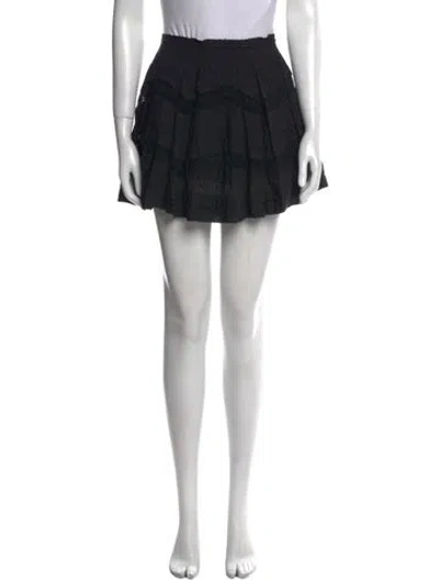 Pre-owned Loveshackfancy Raw-edge Trim Mini Skirt W/ Tags In Black