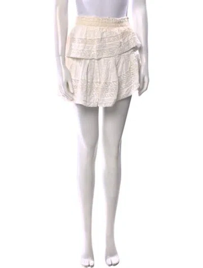 Pre-owned Loveshackfancy Raw-edge Trim Mini Skirt In White