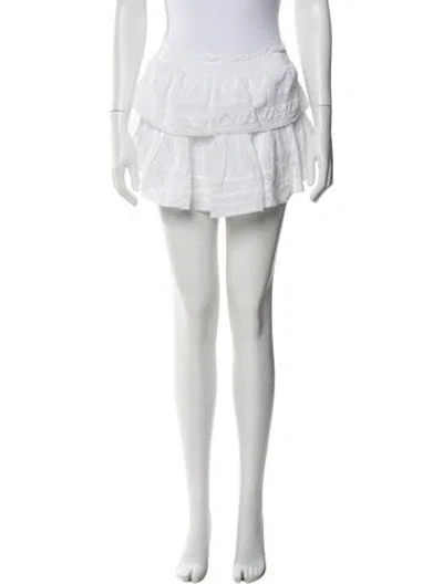 Pre-owned Loveshackfancy Raw-edge Trim Mini Skirt In White