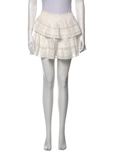 Pre-owned Loveshackfancy Raw-edge Trim Mini Skirt In White