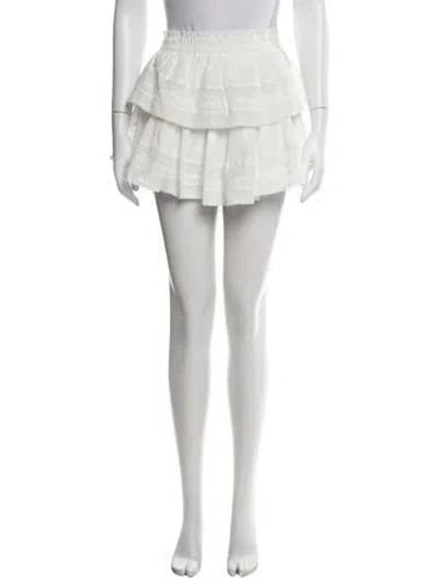 Pre-owned Loveshackfancy Raw-edge Trim Mini Skirt In White