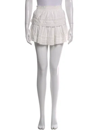 Pre-owned Loveshackfancy Raw-edge Trim Mini Skirt In White