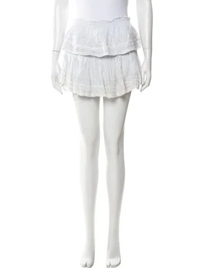 Pre-owned Loveshackfancy Raw-edge Trim Mini Skirt In White