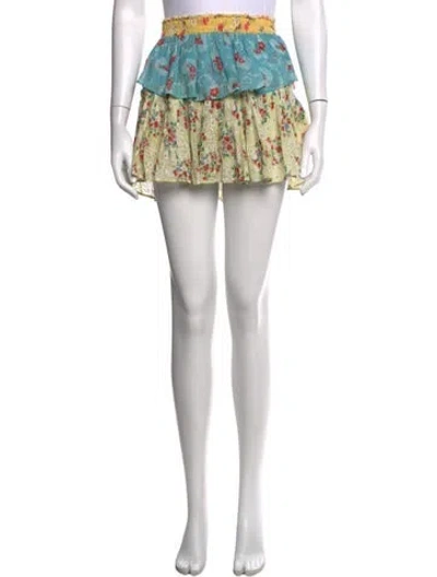Pre-owned Loveshackfancy Raw-edge Trim Mini Skirt In Yellow