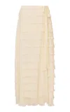 Loveshackfancy Reiyanette Tiered Chiffon Maxi Skirt In Ivory