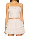 Loveshackfancy Renada Gingham Eyelet Top In Angel Pink In White