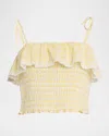 Loveshackfancy Condie Smocked Scalloped Camisole In Yellow