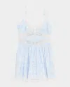 Loveshackfancy Ressie Lace Inset Cotton Mini Sundress In Blue