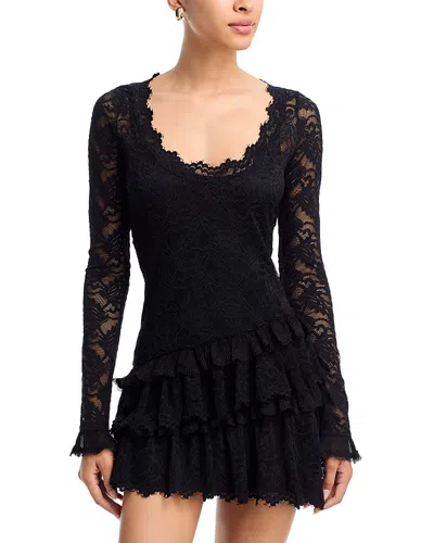 Loveshackfancy Rhea Lace Mini Dress In Black
