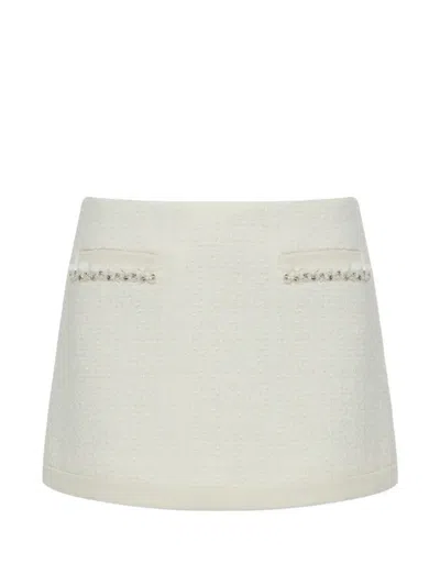 Loveshackfancy Rhonna Tweed Mini Skirt In White
