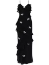 Loveshackfancy Rialto Ruffled Silk-blend Maxi Dress In Black