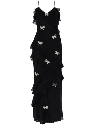 Loveshackfancy Rialto Ruffled Silk-blend Maxi Dress In Black