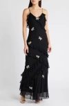 Loveshackfancy Rialto Ruffled Silk-blend Maxi Dress In Black