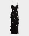Loveshackfancy Rialto Ruffled Silk-blend Maxi Dress In Black