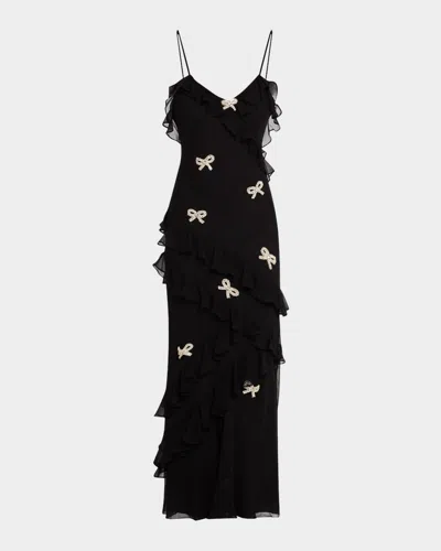 LOVESHACKFANCY RIALTO CRYSTAL BOW-EMBELLISHED MAXI DRESS