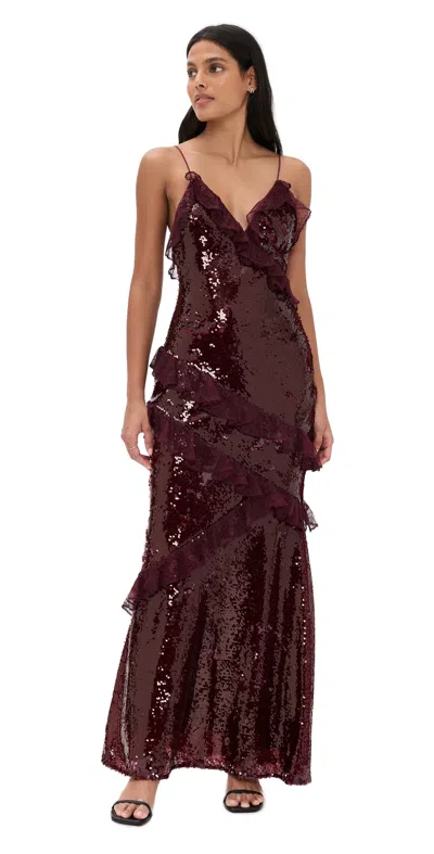 LOVESHACKFANCY RIALTO DRESS BORDEAUX