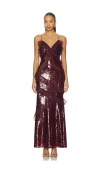 Loveshackfancy Rialto Sequined Maxi Dress In Brown