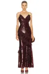 Loveshackfancy Rialto Sequined Maxi Dress In Burgundy