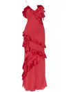 Loveshackfancy Rialto Ruffled Silk Maxi Dress In Red