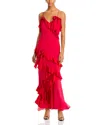 Loveshackfancy Rialto Ruffled Silk Maxi Dress In Red